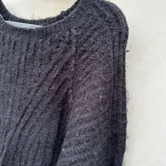 Free People Carter Pullover Knit Sweater Black Boatneck Raglan Long Sleeve Large - Picture 11 of 13